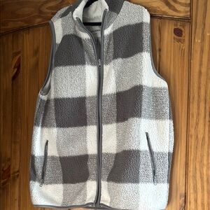 Gray and White Fleece Vest by Sabina Lauren